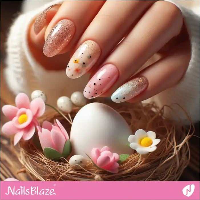Easter Speckled Egg Nails Glitter Design | Easter Nails - NB3529